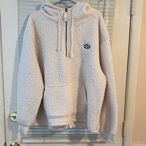 NFL Team Apparel New York Jets SHERPA Fleece Hoodie 1/4 Zip Pullover Women’s XXL